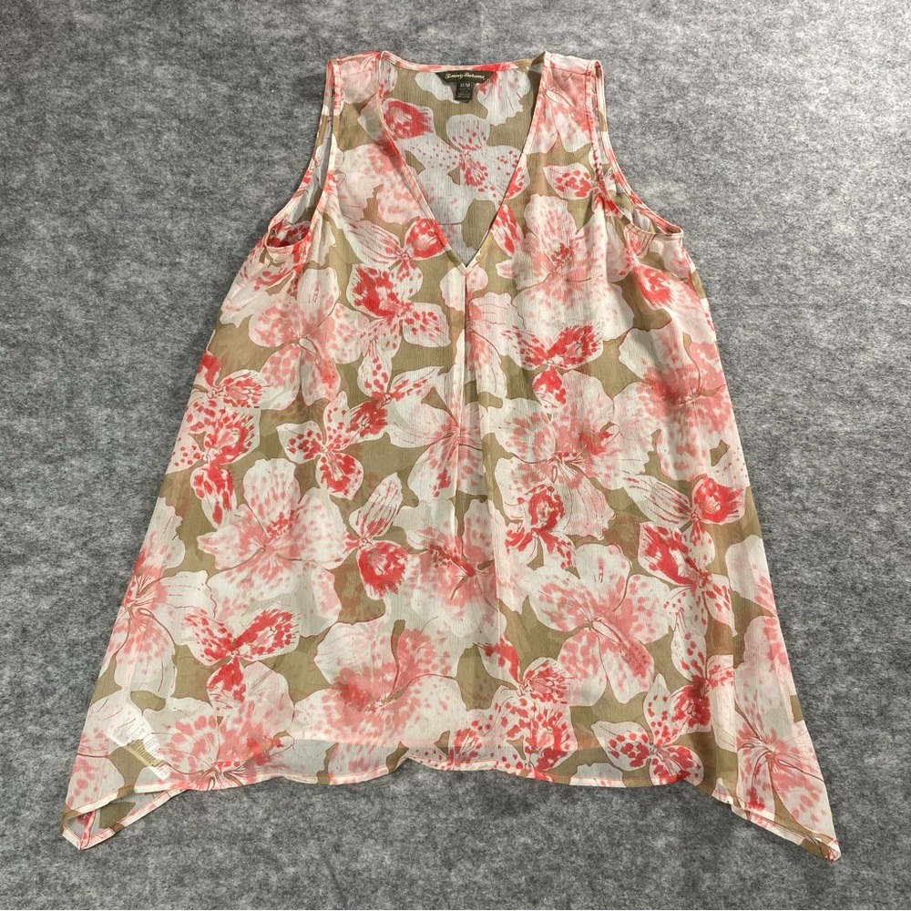 Tommy‎ Bahama Womens Mulitcolor Sheer Sleeveless Bell Hem Blouse Size MD